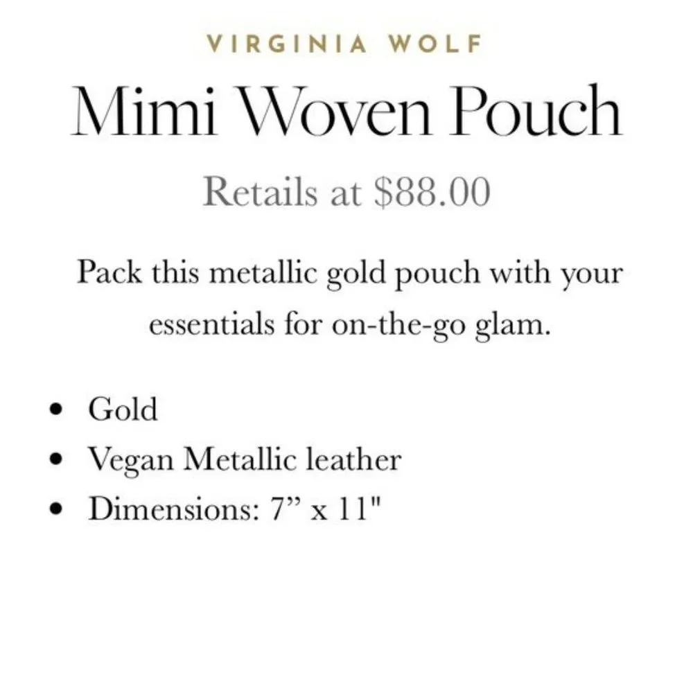 Virginia Wolf Mimi Woven Vegan Leather Metallic Clutch - Picture 4 of 4